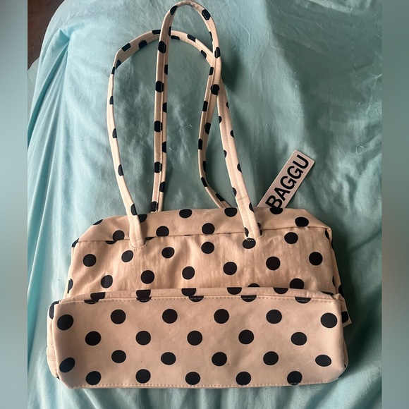 Baggu Bowler Bag- Polka Dot Cream & Black - Picture 2 of 8